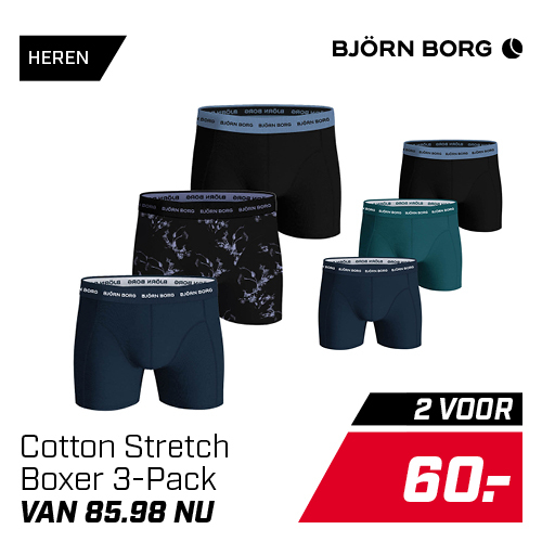 Shop Björn Borg Cotton Stretch Boxer 3-pack ondergoed