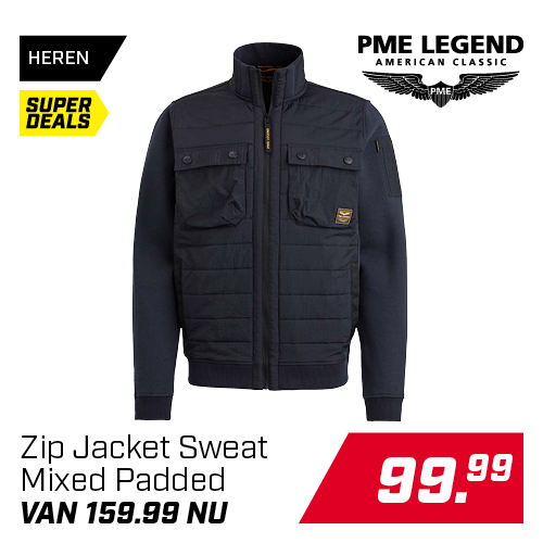 Shop PME Legend Zip Jacket Sweat Mixed Padded