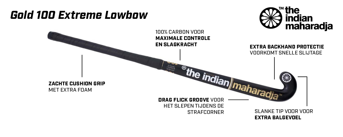 Shop The Indian Maharadja Gold 100 Extreme Lowbow hockeystick